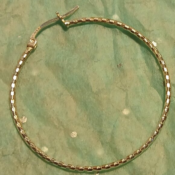 Sterling Silver Sparkle Hoop Earrings 1.5 in Large Lightweight - Picture 7 of 7